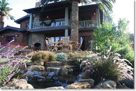 Looking over the koi pond at the rear of my Craftsman Home. 