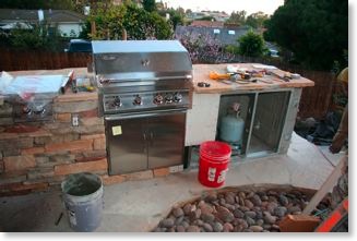 Appliances are installed in barbecue island