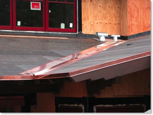 Copper Flashing Installed on Roof