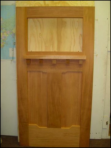 Craftsman, mahogany front door in the mill and raw