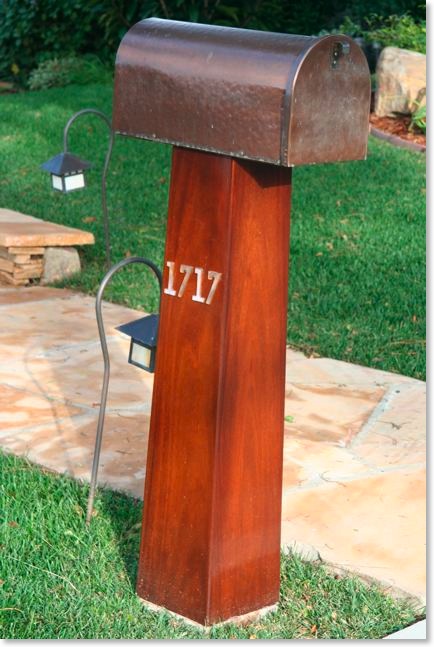 Craftsman mahogany, copper, and glass mailbox