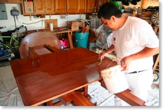 Craftsman mahogany and ebony table clear coating