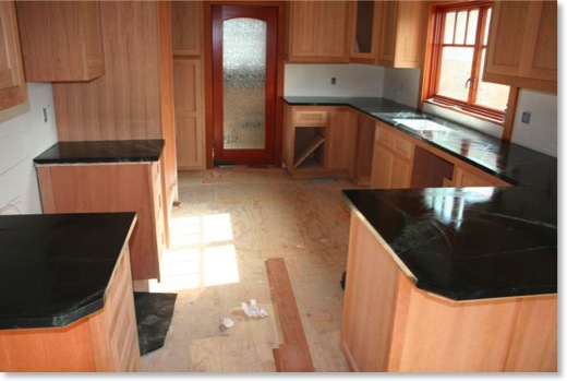 Craftsman kitchen with freshly oiled soapstone