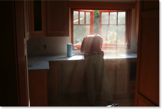 Sanding soapstone is messy work.