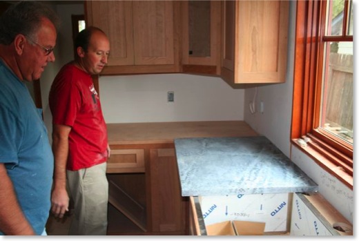 These guys drove in from Arizona, and within 2 days measured, fabricated, and installed the soapstone countertops.