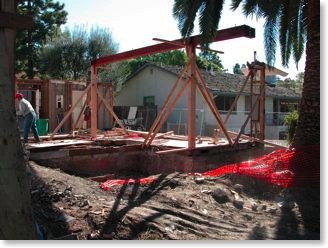 Steel beam installed to support balcony.