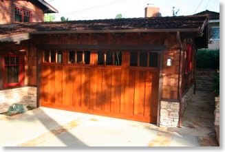 Mahogany Garage Door, Cedar Shingles, Loewen Windows
